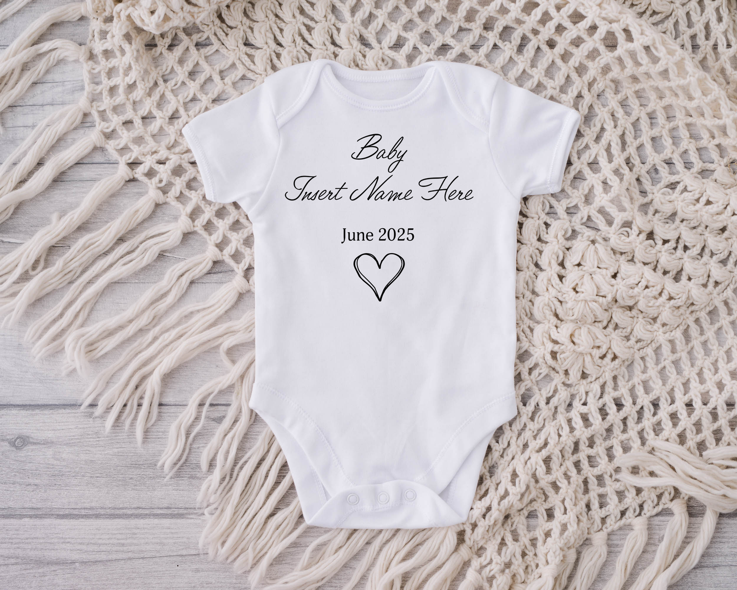 Personalised New Arrival Babygrow (Love Heart)
