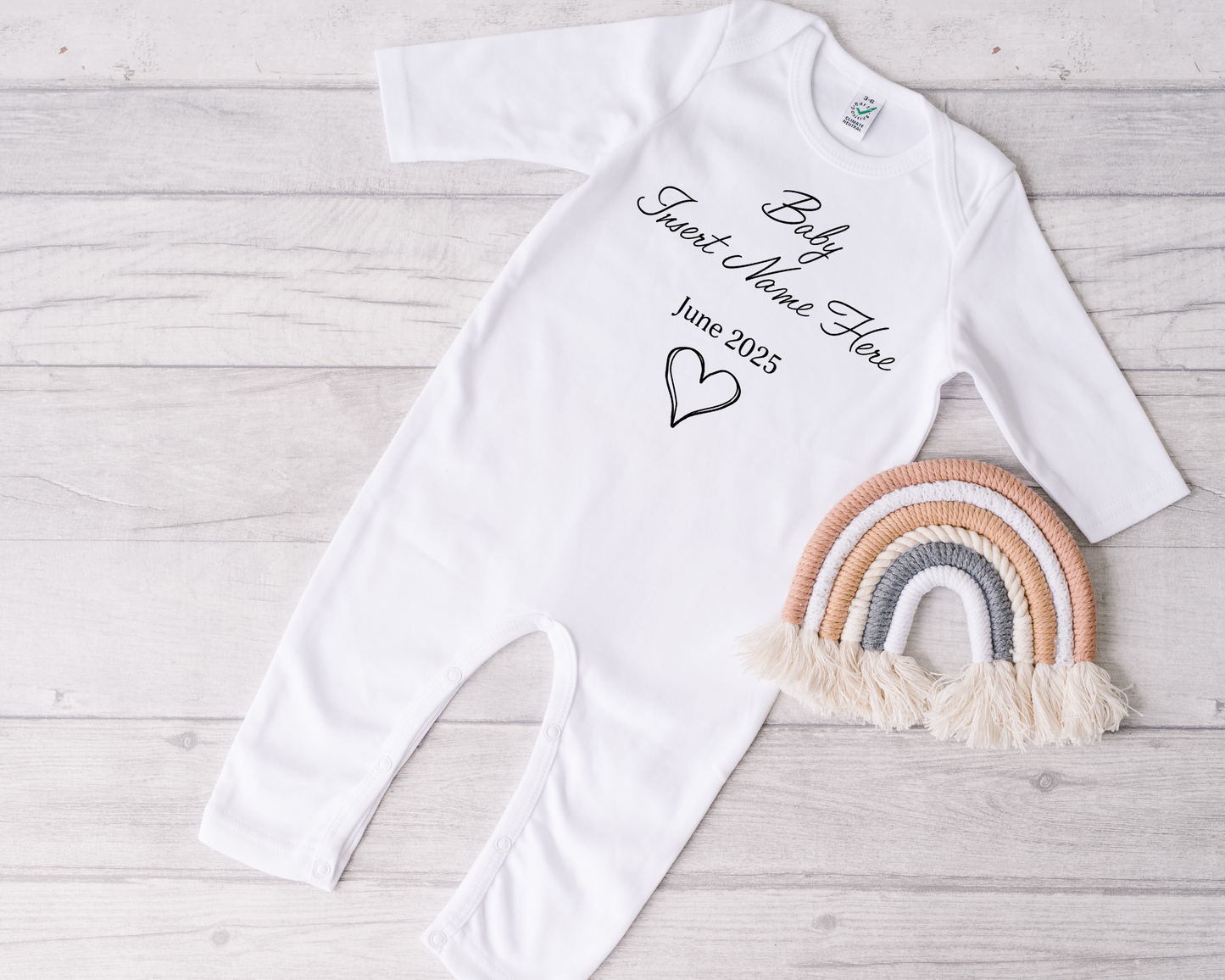Personalised New Arrival Sleepsuit (Love Heart)