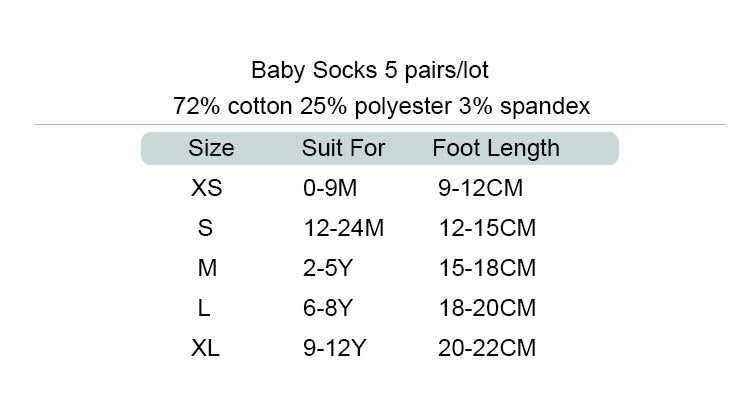 5 Pairs Infant Baby Socks