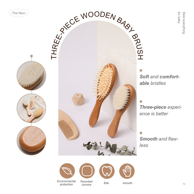 Personalised Natural Wooden Baby Brush Set