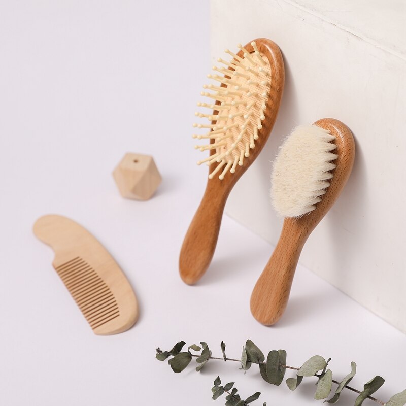 Personalised Natural Wooden Baby Brush Set