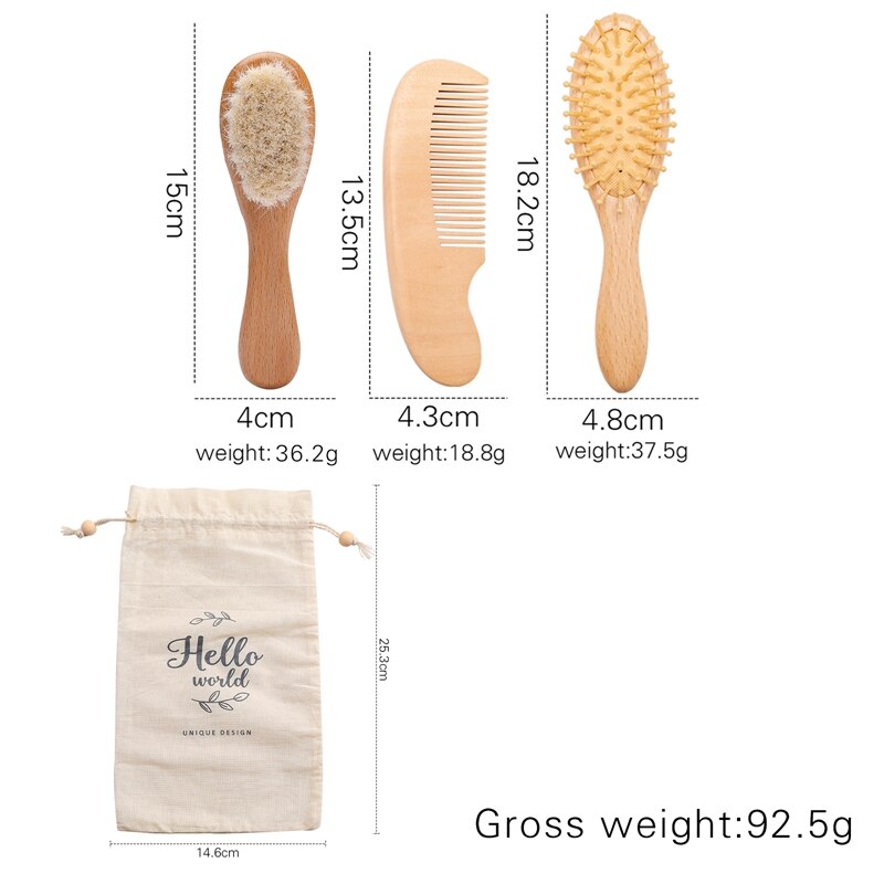 Personalised Natural Wooden Baby Brush Set