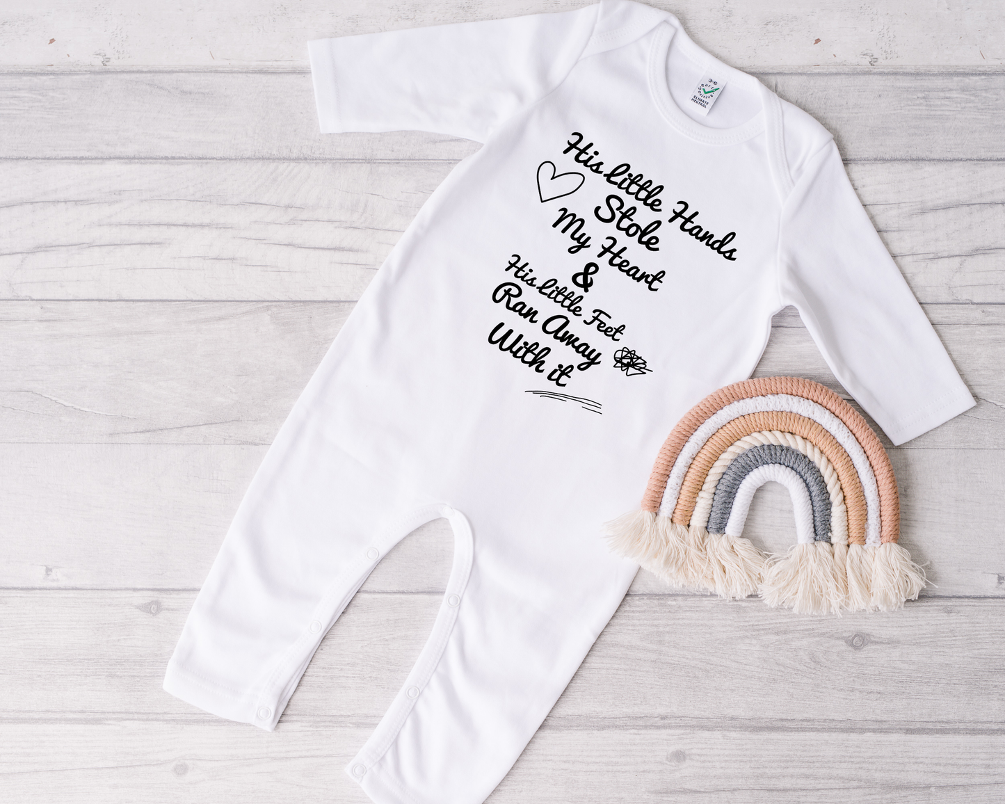 His Little Hands Stole My Heart & His Little Feet Ran Away With It Sleepsuit