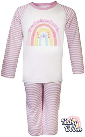 'When I Wake Up I Will Be' Pink Striped Pyjamas