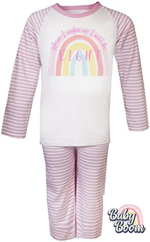 'When I Wake Up I Will Be' Pink Striped Pyjamas