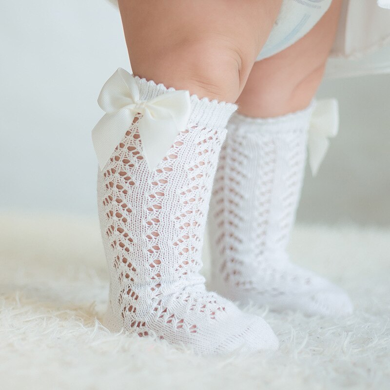 Girls Royal Style Bow Knee High Socks