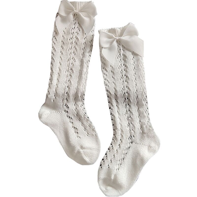 Girls Royal Style Bow Knee High Socks