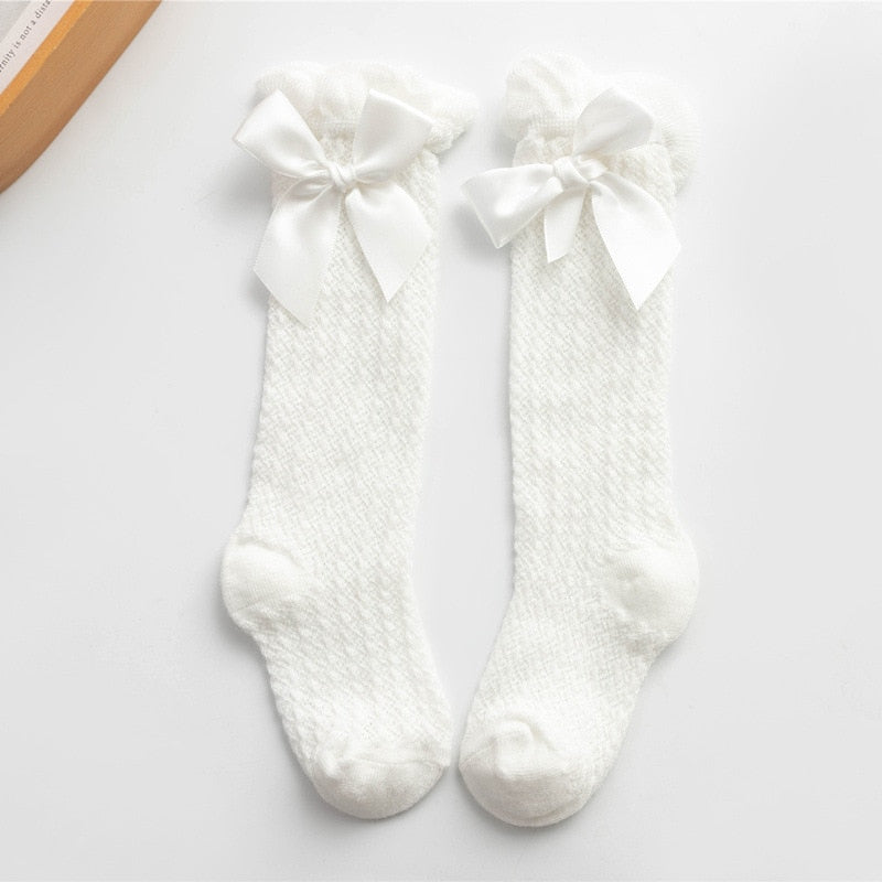 Girls Royal Style Bow Knee High Socks