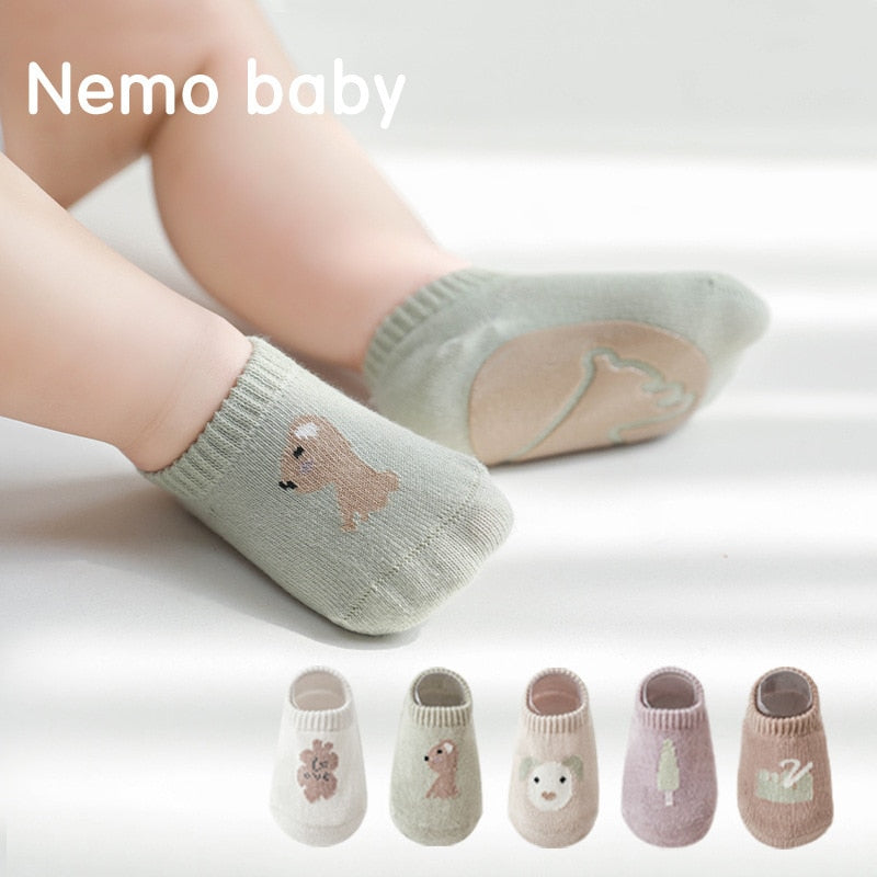 5 Pairs Anti-slip Non Skid Ankle Socks With Grips