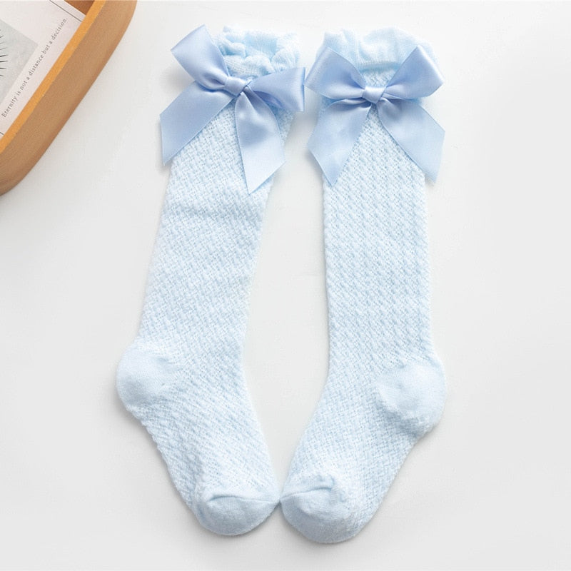 Girls Royal Style Bow Knee High Socks