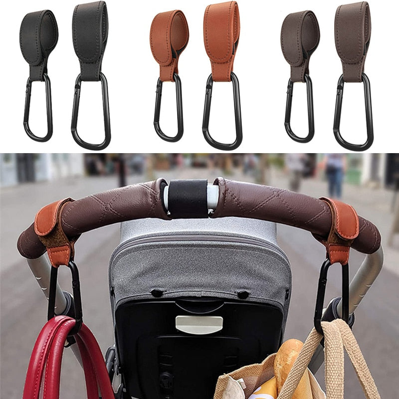 Leather Pram Accessory Hooks, Individual or pack of 2