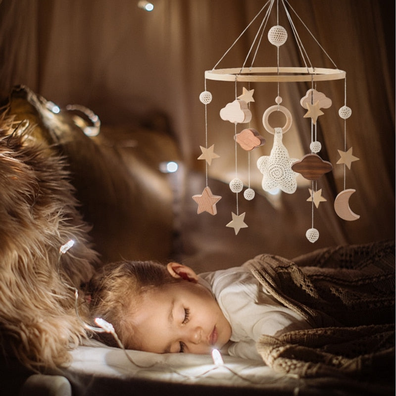 Newborn Wood Bell Mobile Musical Carousel