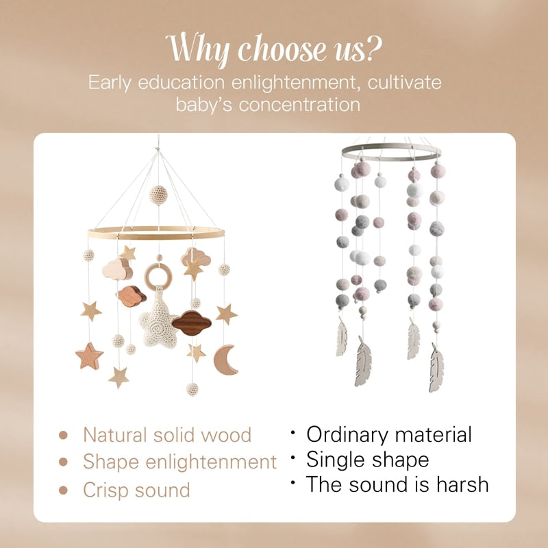 Newborn Wood Bell Mobile Musical Carousel