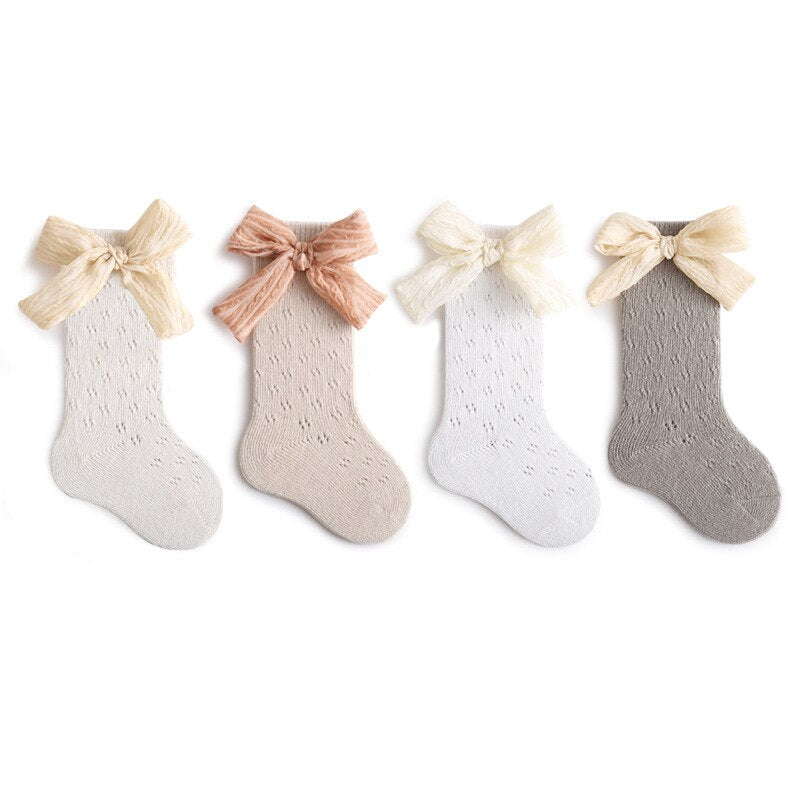 Girls Royal Style Bow Knee High Socks
