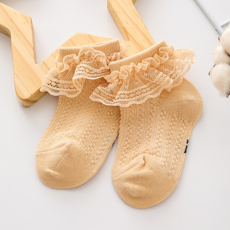 Cute Lace Flower Bows Newborn Baby Girl Socks