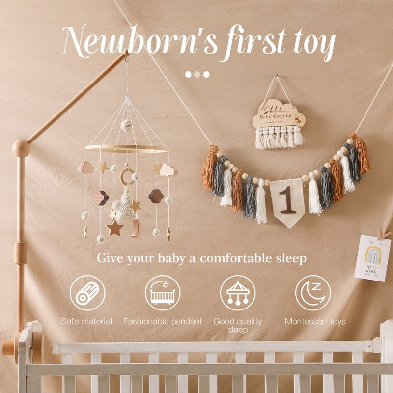 Newborn Wood Bell Mobile Musical Carousel