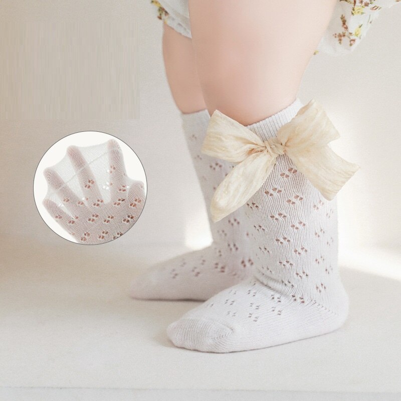 Girls Royal Style Bow Knee High Socks