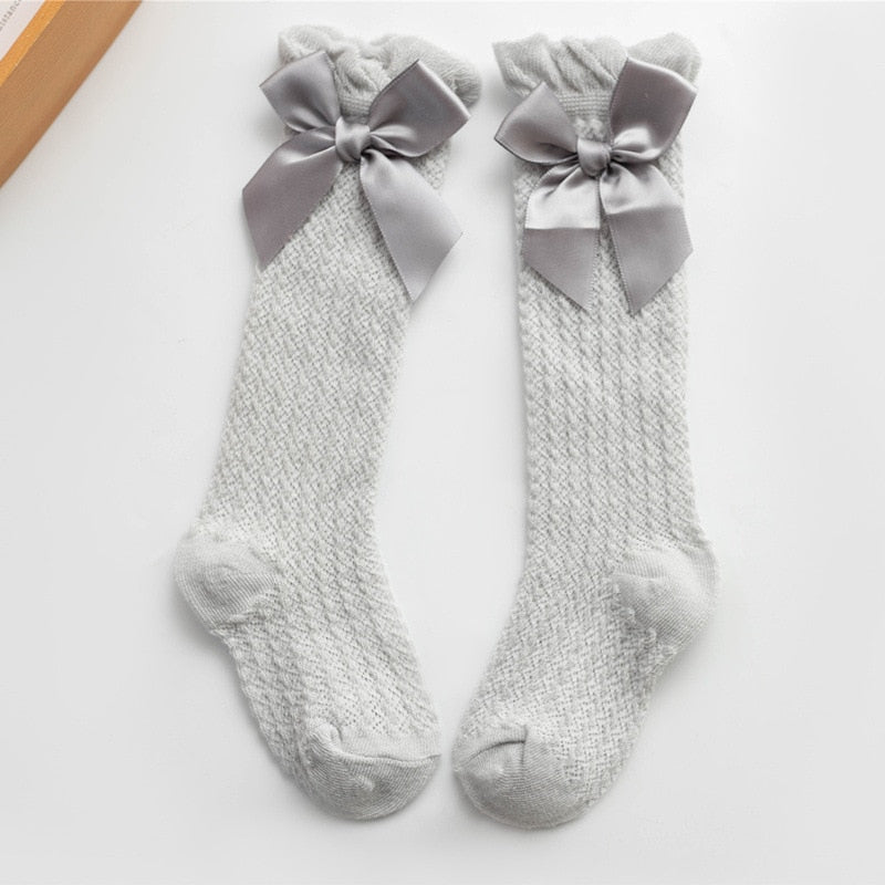 Girls Royal Style Bow Knee High Socks