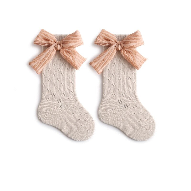 Girls Royal Style Bow Knee High Socks