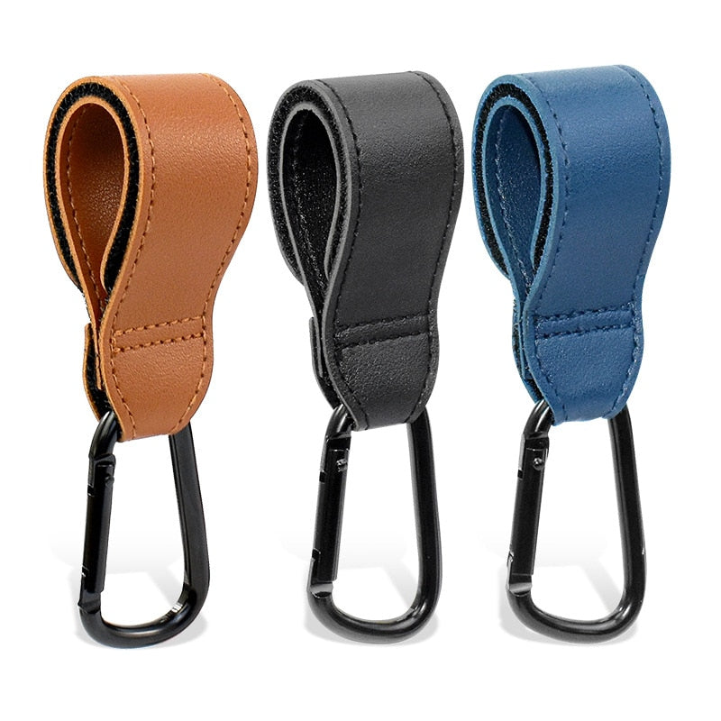 Leather Pram Accessory Hooks, Individual or pack of 2