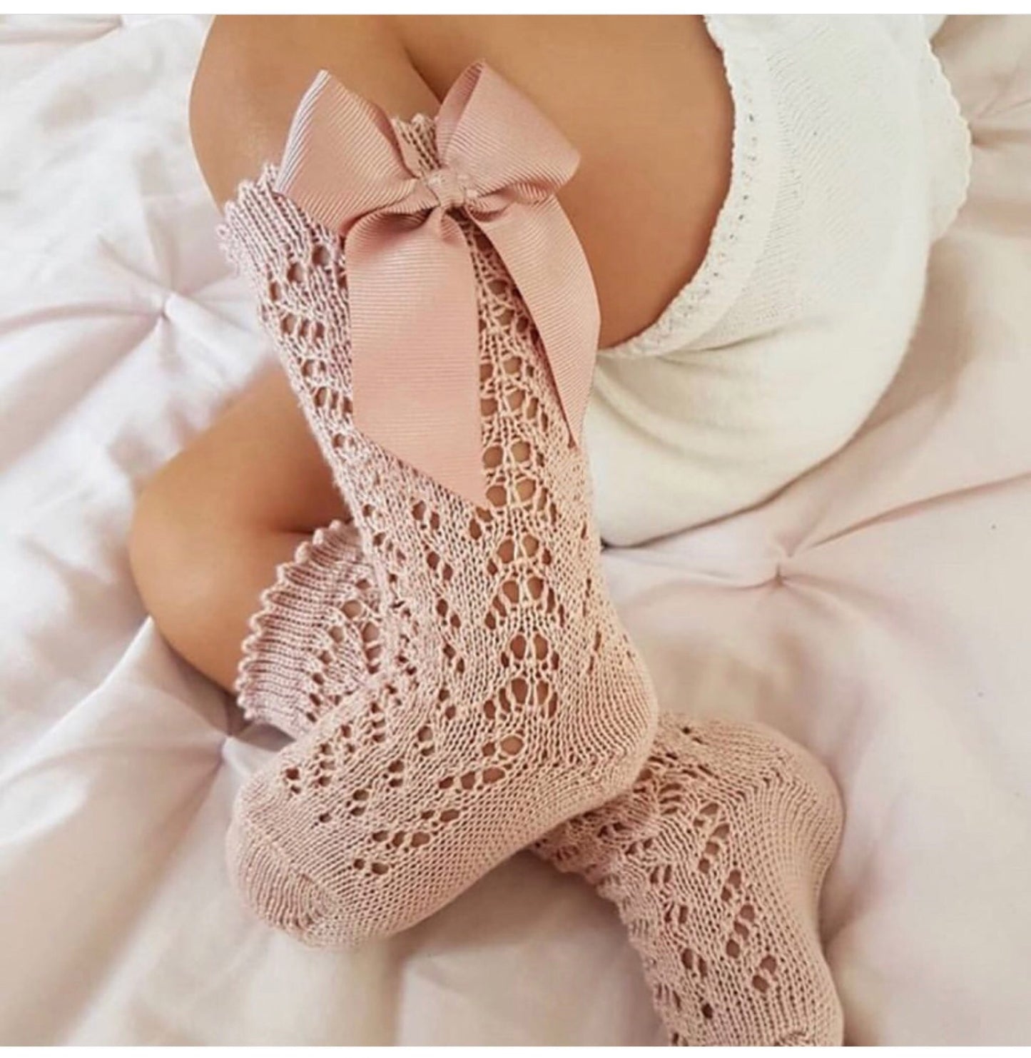 Girls Royal Style Bow Knee High Socks