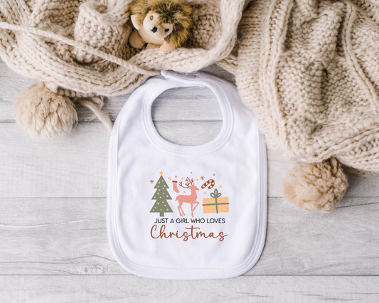 Just A Girl Who Loves Christmas Bib