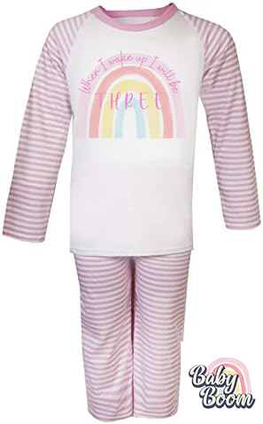 'When I Wake Up I Will Be' Pink Striped Pyjamas