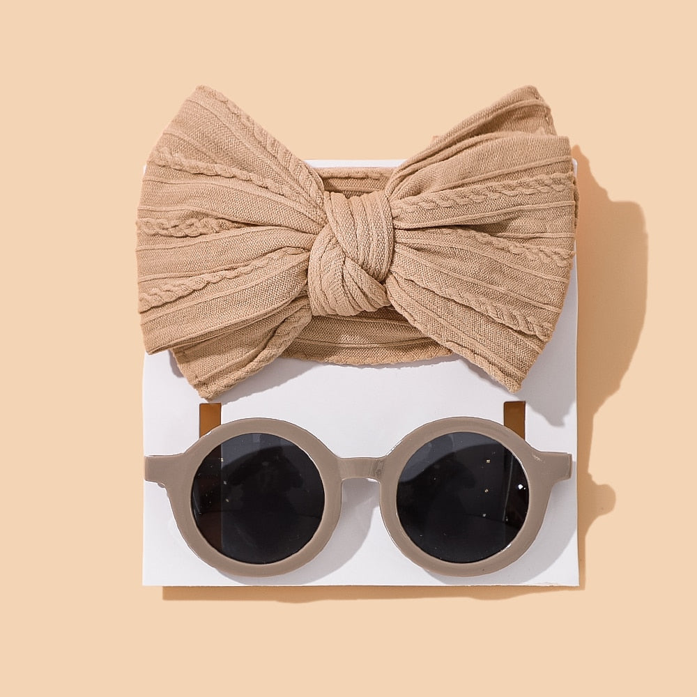 Newborn Baby Bow Headband With Sunglasses