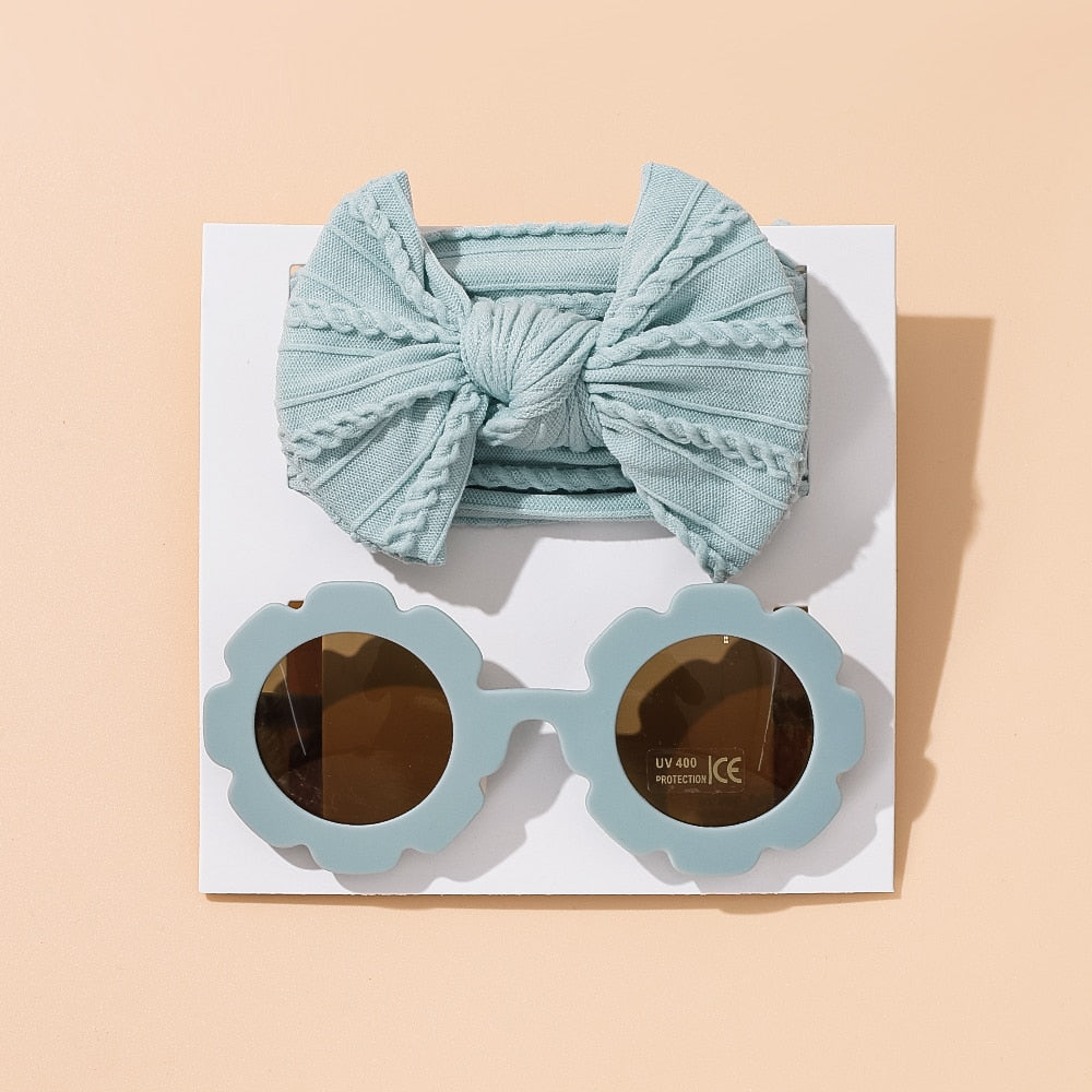 Newborn Baby Bow Headband With Sunglasses