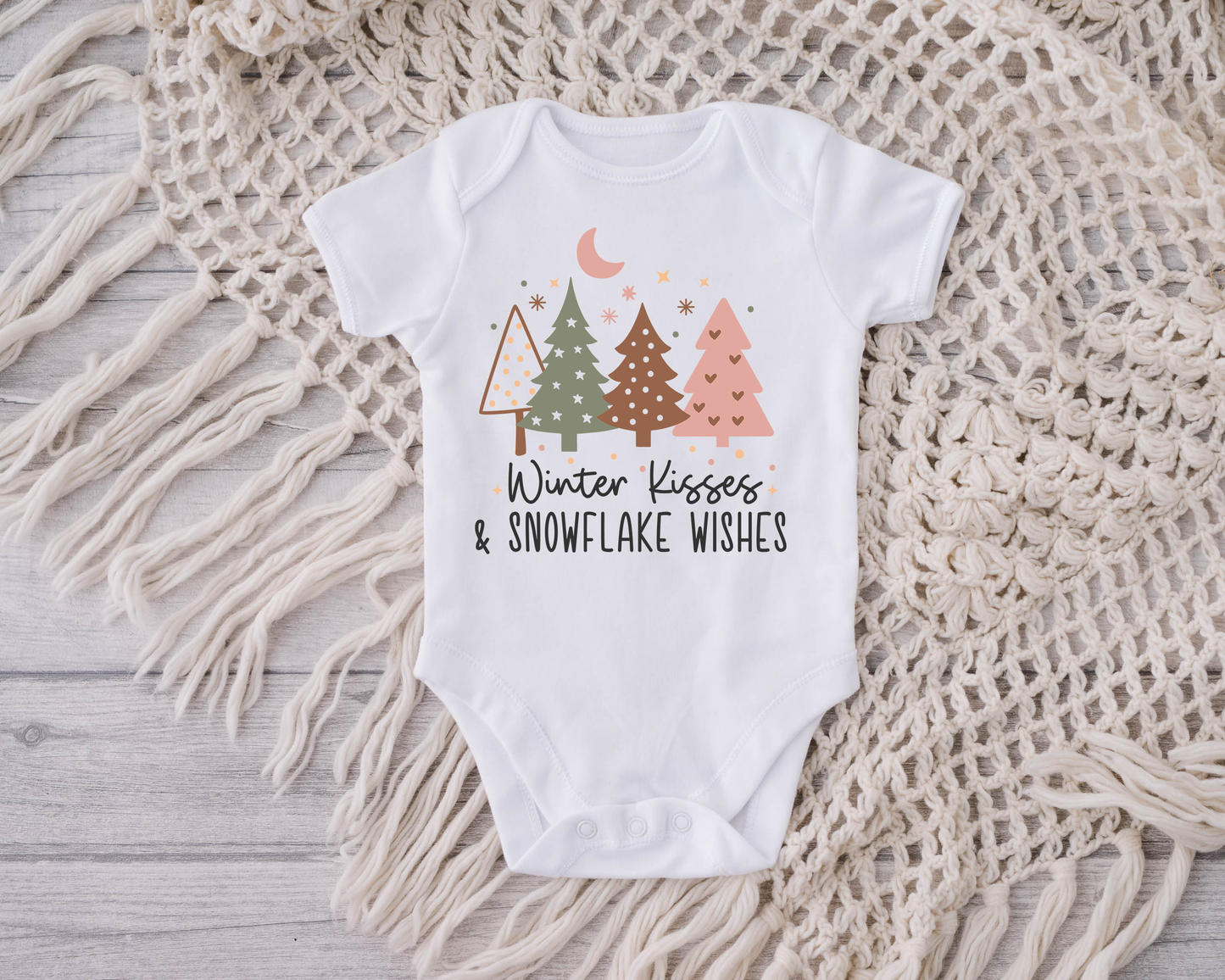 Winter Kisses and Snowflake Wishes Babygrow