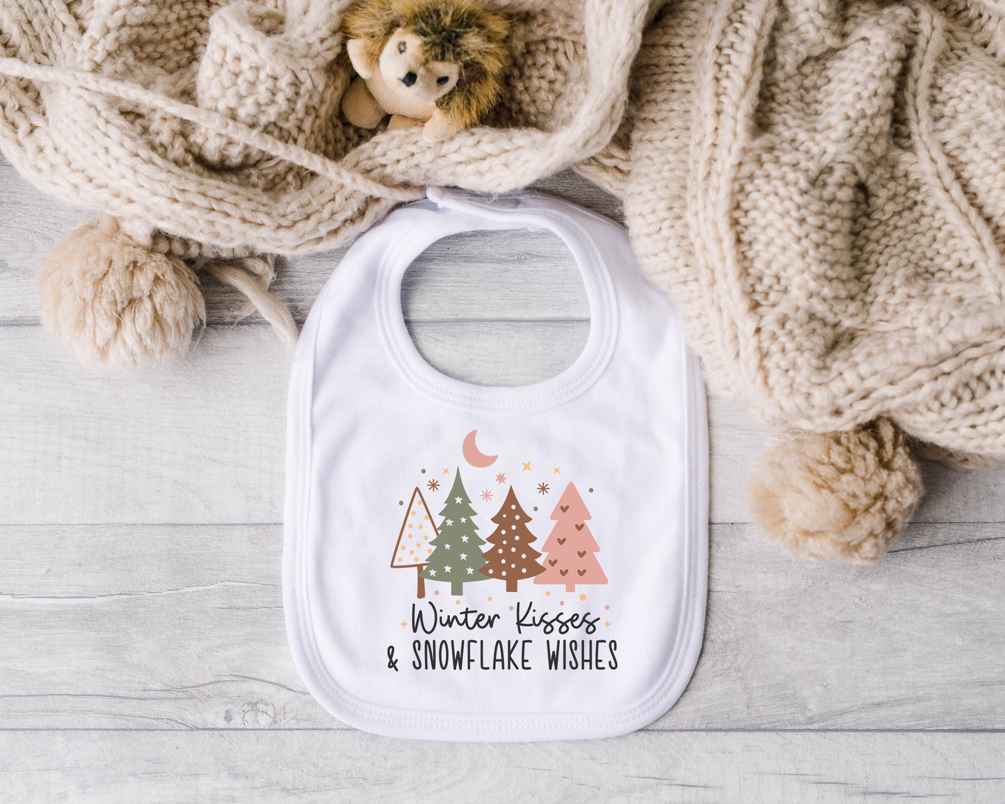 Winter Kisses and Snowflake Wishes Bib