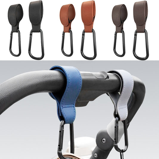 Leather Pram Accessory Hooks, Individual or pack of 2